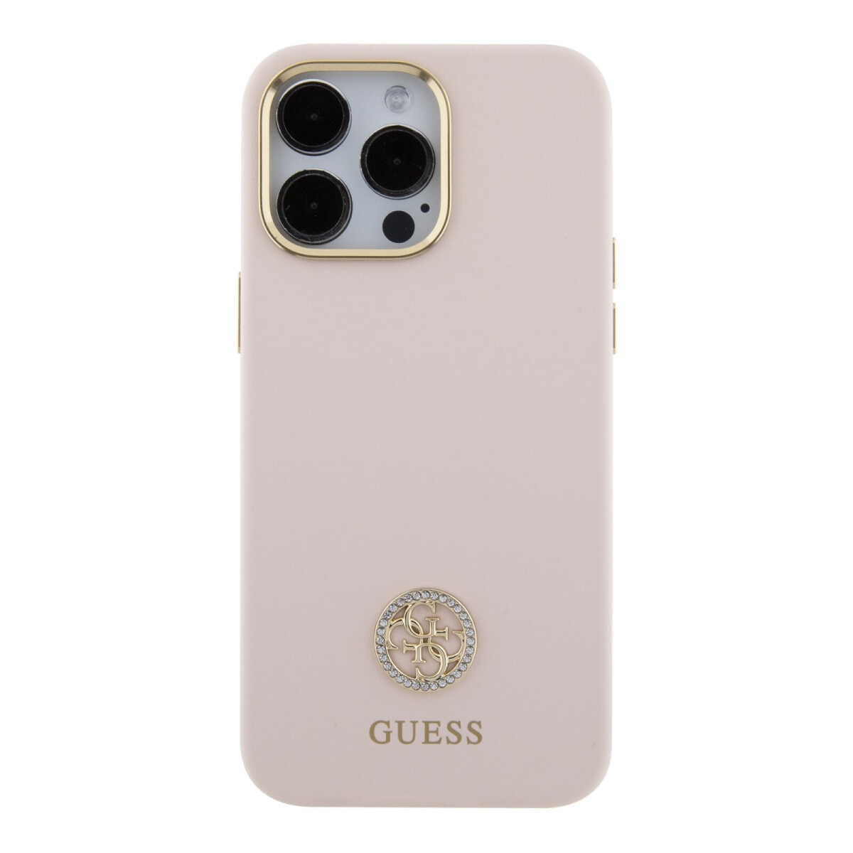 Husa de protectie Cover Guess Liquid Silicone 4G Strass Metal Logo pentru iPhone 15 Pro Max, Pink