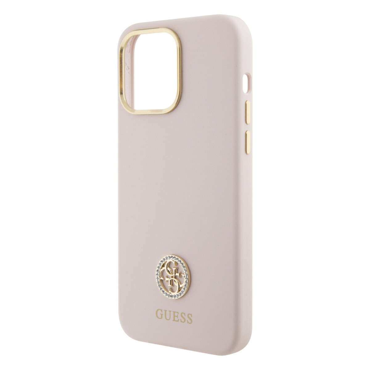 Husa de protectie Cover Guess Liquid Silicone 4G Strass Metal Logo pentru iPhone 15 Pro Max, Pink