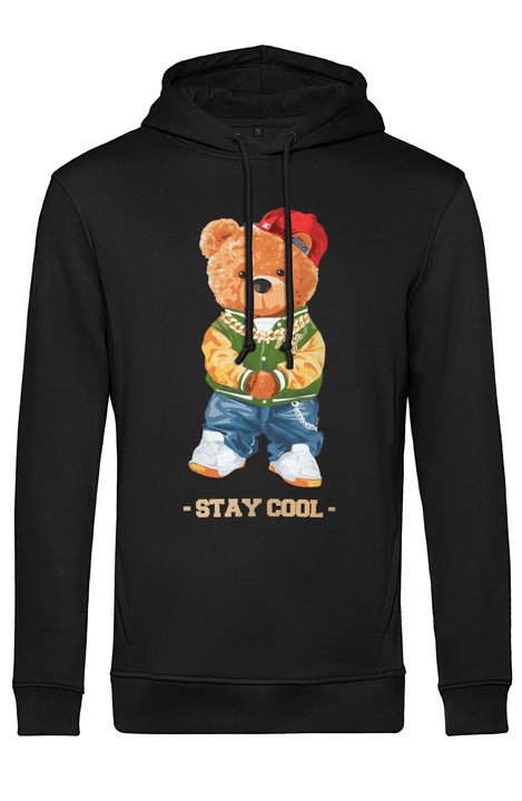 Мъжки суичър, Stay Cool Swag Bear, Черен