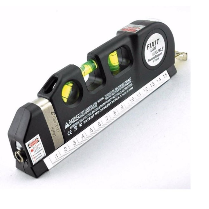 Nivela cu laser 4 in 1, rigla, Alb/Negru