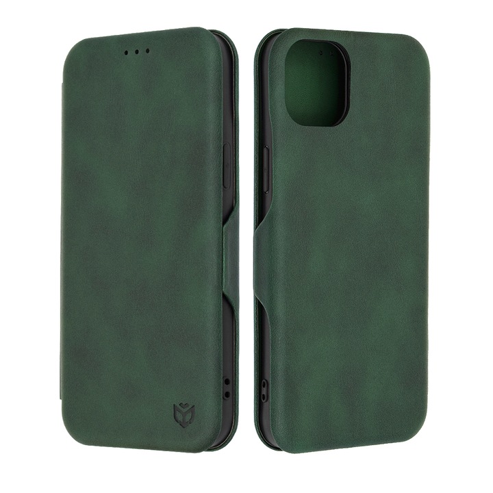 Husa compatibila cu iPhone 15 Plus, Safe Wallet Plus, Premium Quality, Intense Green
