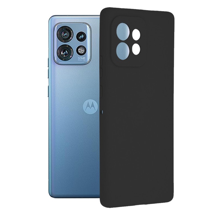 Кейс, съвместим с Motorola Edge 40 Pro, Shock Absorbing, U1557, Silicone, Pitch Black