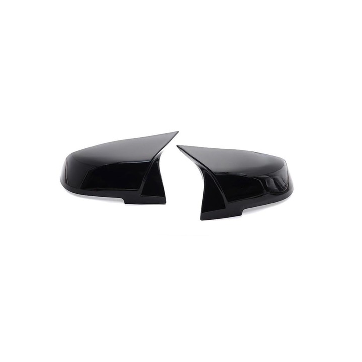Set 2 capace pentru oglinzi cu prindere, negru lucios tip Batman, model M compatibile cu BMW seria 1,2,3,4 F20 F21 F30 F31 F32 F33 F34 F36
