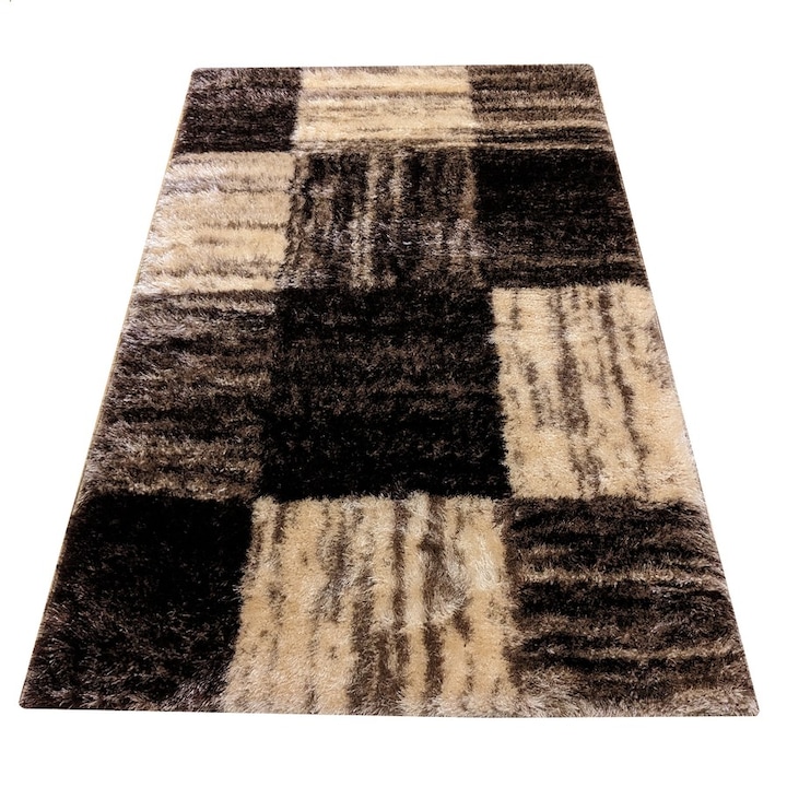 Galaxy szőnyeg, Barna bézs színnel, Shaggy selyemmel, 120 x 190 cm