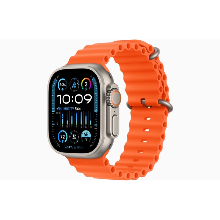 Каишка за смарт часовник, THD, модел Ocean, Съвместим с Apple Watch Ultra2 49 mm, Apple Watch 45 mm series 9, Apple Watch SE 44 mm, Универсален размер, портокал