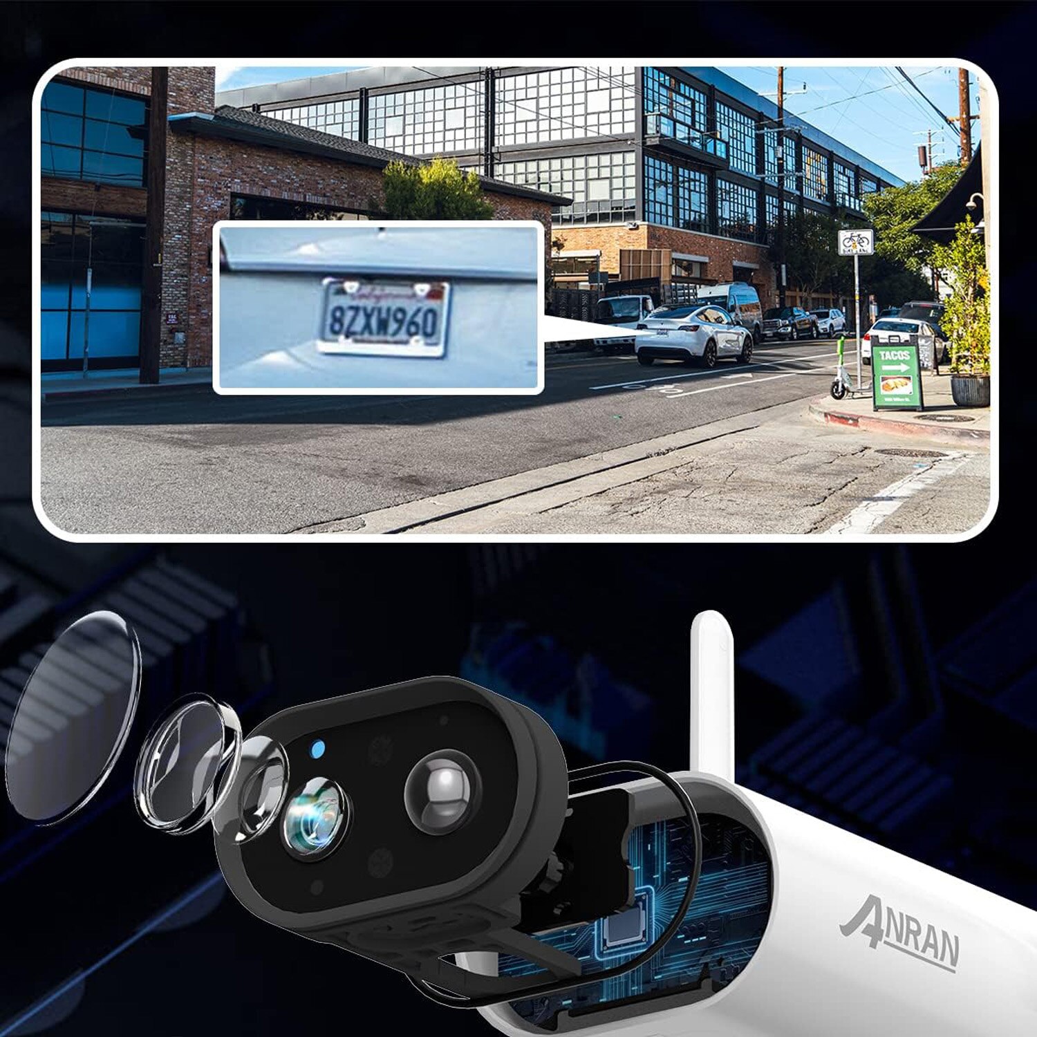 Camera de supraveghere Anran S02, Incarcare solara, 2K FHD, Color