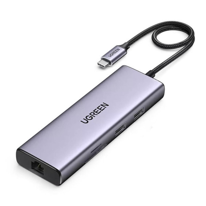HUB multifunkcionális 5in1 USB-C - HDMI 1.4 / 3 x USB-A / USB-C PD 100W Ugreen CM511 - gri