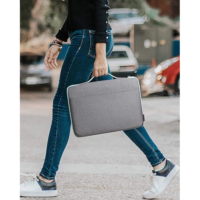Husa Laptop ProCase, compatibila cu Laptop de 15 inch, culoare Gri cu Aqua Albastru