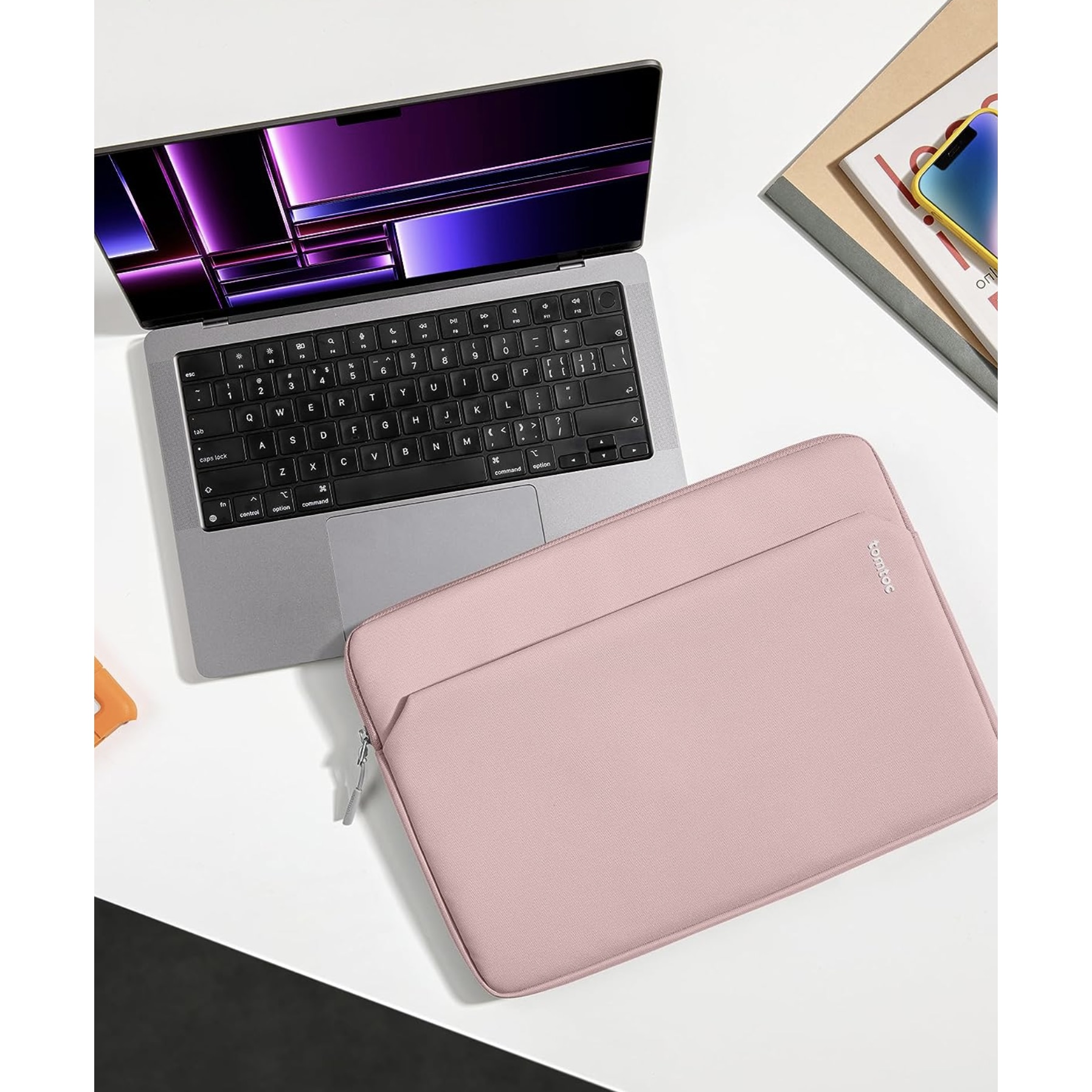 Husa, A18, pentru laptop de 14 inchi, TomToc, roz