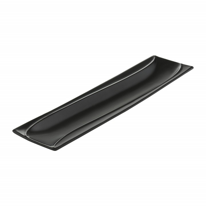 Platou ingust 31.5x8cm, portelan negru, Ambition Salsa
