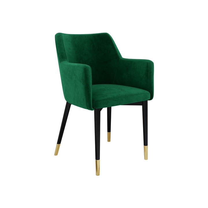 Scaun Ralido, MIRJAN24, negru + auriu / verde sticla, 50x57x83 cm