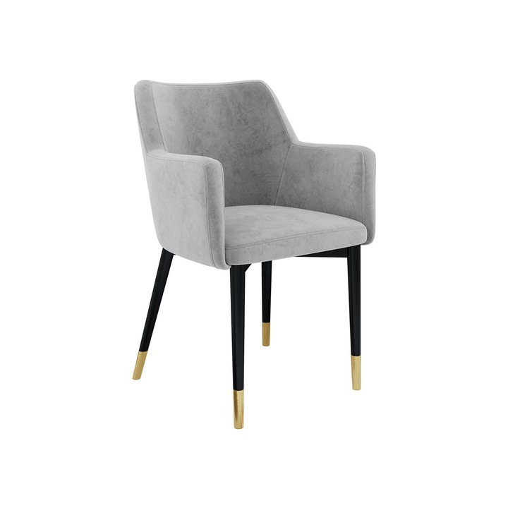 Scaun Ralido, MIRJAN24, negru + auriu / gri deschis, 50x57x83 cm
