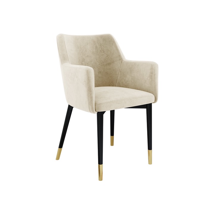 Scaun Ralido, MIRJAN24, negru + auriu / bej, 50x57x83 cm