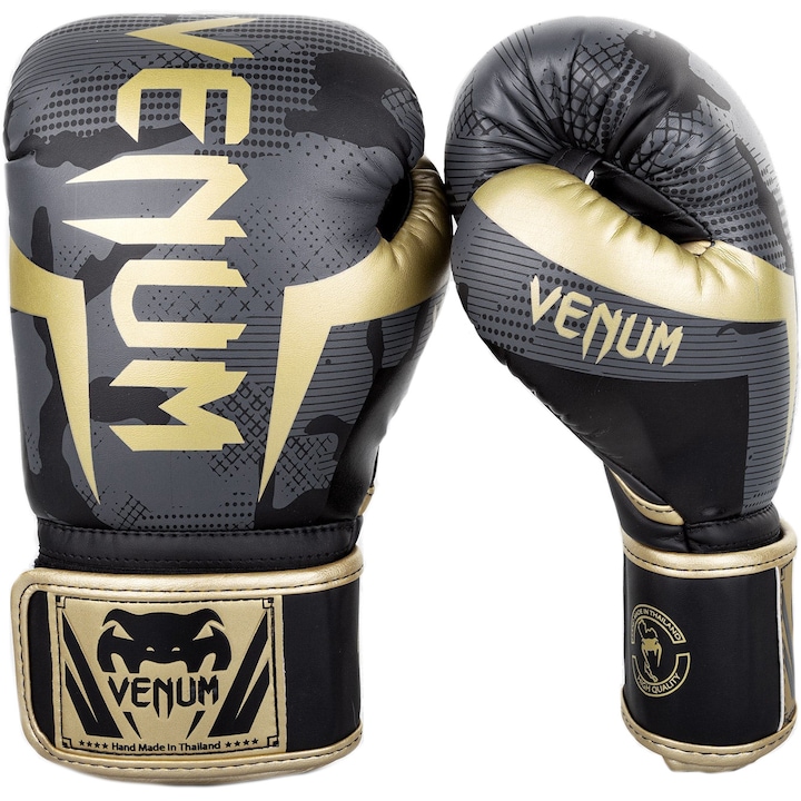 Боксови ръкавици VENUM Elite, За възрастни, 14 oz, Камуфлаж/Златист