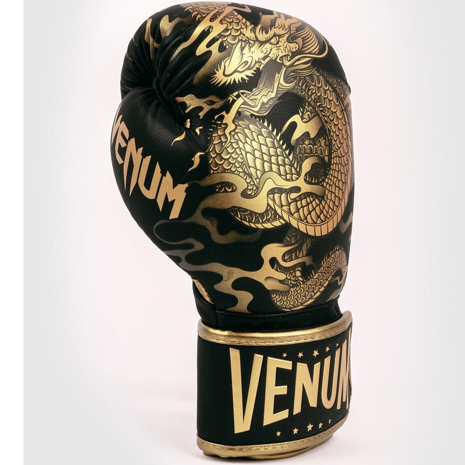 Manusi box VENUM Dragon's Flight pentru adulti, 16 oz, negru/bronz