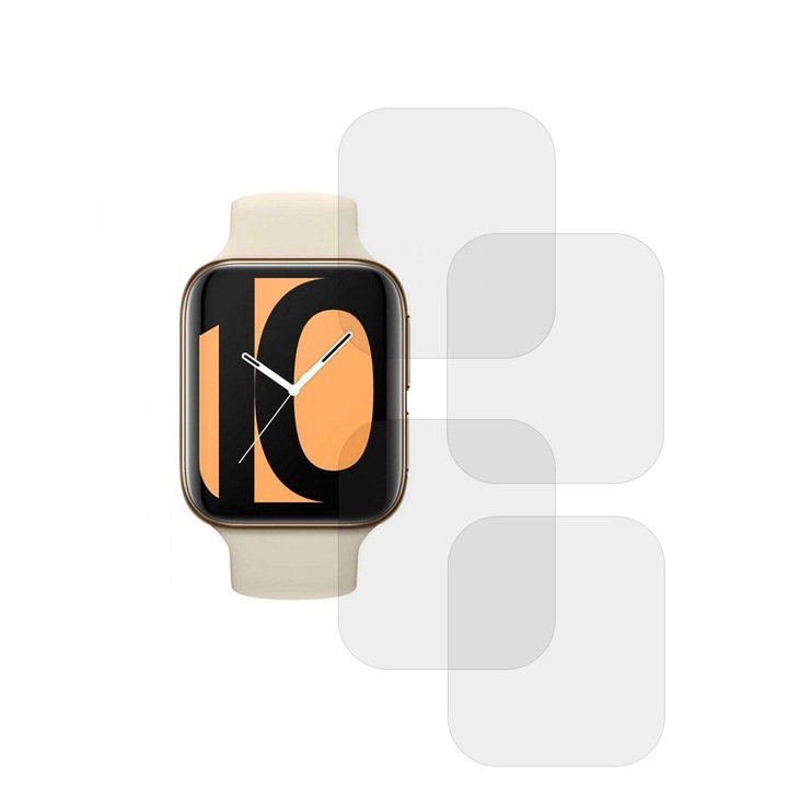 Комплект от 4 x фолио, съвместимо с Oppo Watch 2, Commando Shield Full Glue, регенерируем силиконов хидрогел, против удар и против счупване, SlimLine NanoShield, прозрачен