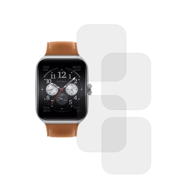 Комплект от 4 x фолио, съвместимо с Oppo Watch 3 Pro, Commando Shield Full Glue, регенерируем силиконов хидрогел, анти-шок и против счупване, SlimLine NanoShield, прозрачен