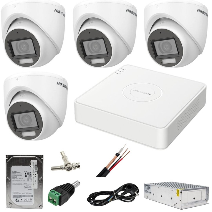 Kit supraveghere video Hikvision 4 camere 1MP, IR 20m