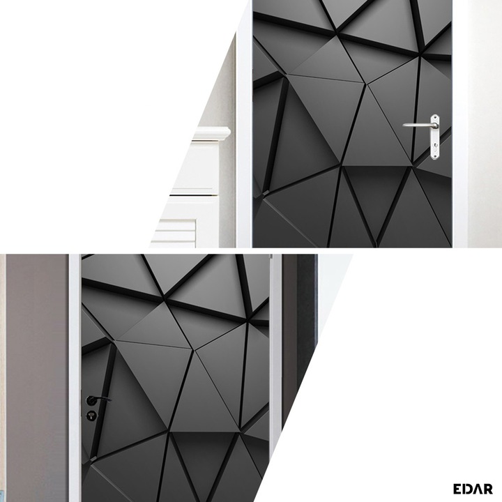 EDAR belső öntapadós matrica, fólia típusú, ajtóra felvihető, bútor, dekoratív, háromszög alakú, sötétszürke/fekete, 77x200 cm