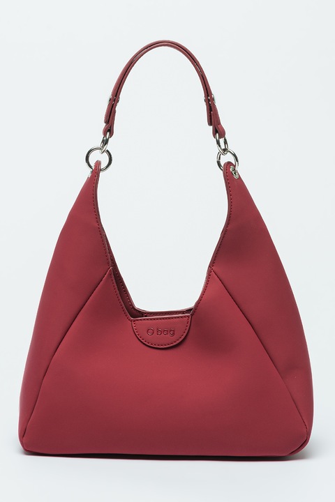 O bag, Geanta hobo cu logo Ginevra, Rosu inchis
