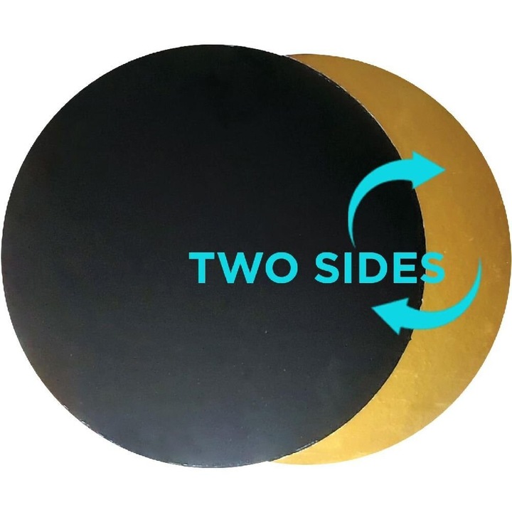 Подложка за Торта Veiras, Двулицева, Златисто/ Черно, 30 см, 5 Броя