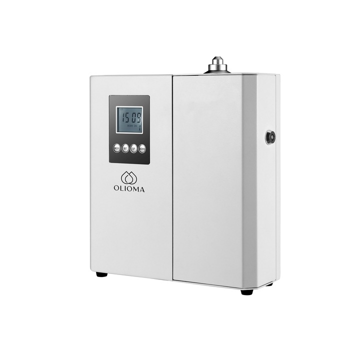 Електрически ароматизатор / професионален дифузер Olioma® 603F, Съвместим с етерични масла, HVAC или стандартен режим, Метален корпус, Антивандален дизайн, Покритие 100 m², Ултра безшумен, Вграден вентилатор, Програмируем, Капацитет 500 ml, Бял