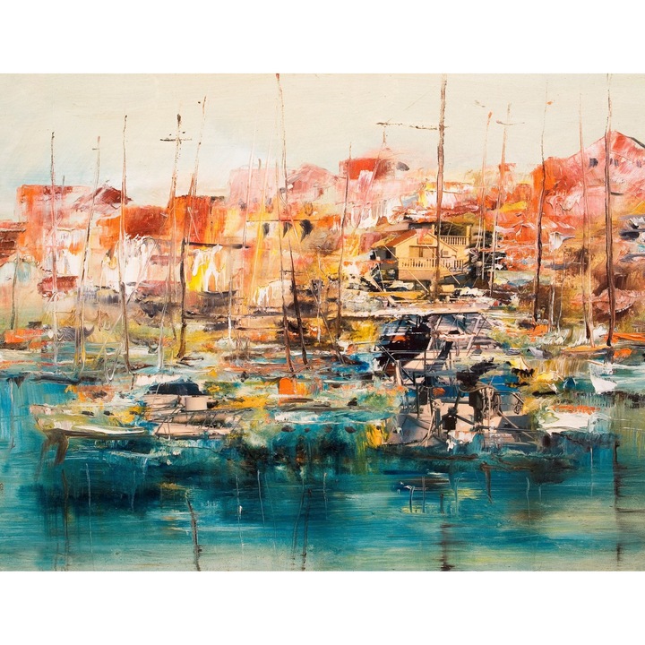 Tablou Boats In The Harbor L 100 x H 80