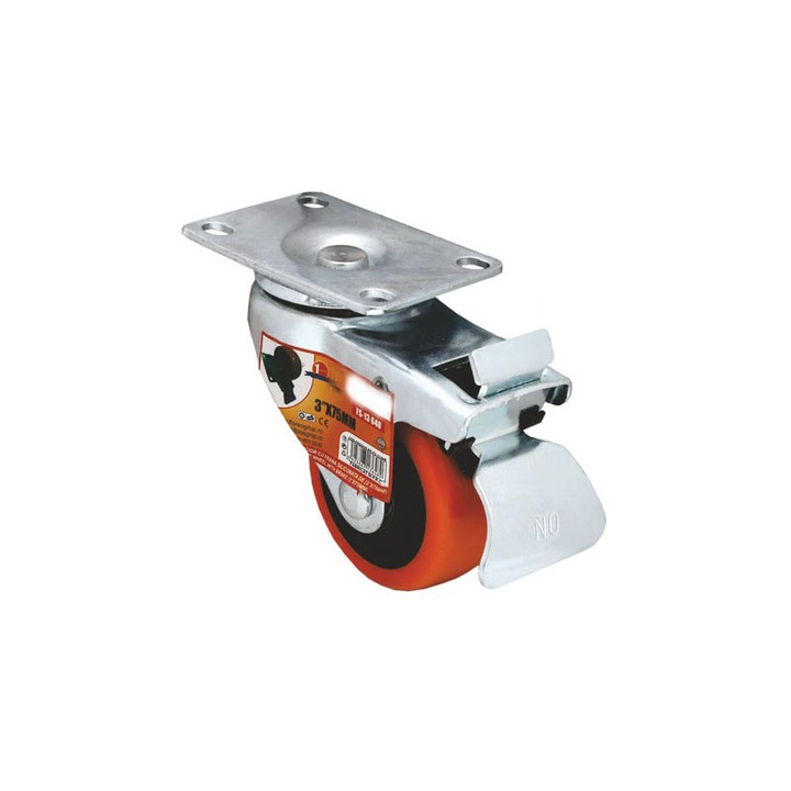 Roata pentru carucior, cu frana siliconata, 4'' x 100 mm