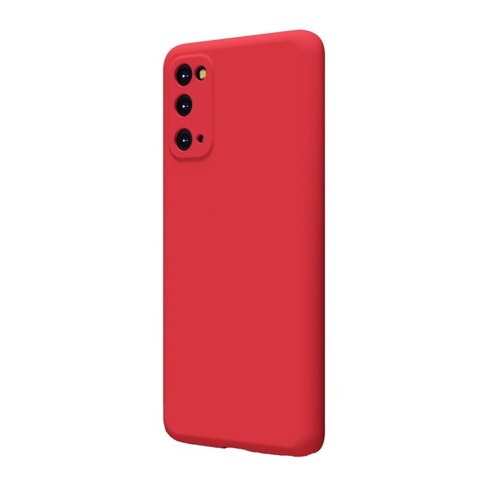 Samsung Galaxy S20 FE-vel kompatibilis védőburkolat, vékony, piros szilikon, mikroszálas belső, kameravédelem, képernyővédelem, ISAG