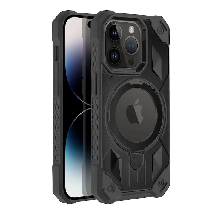 Armor Mag Cover за Apple iPhone 15 Plus, Army Shield, MagSafe, Ultra Durable, Magnetic Support Ring, Rugged Durable Case, Optim Protection, Черен
