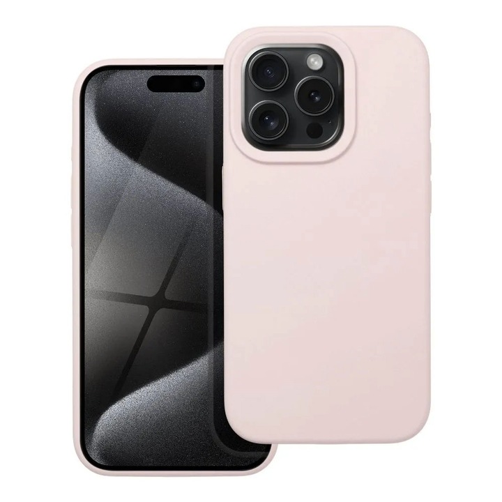 Силиконов калъф, съвместим с Apple iPhone 15 Pro, Silicone TPU, Soft Feeling, Microfiber Interior, Slim Fit, Next Level Smart Protection, Camera Protection, Light Pink