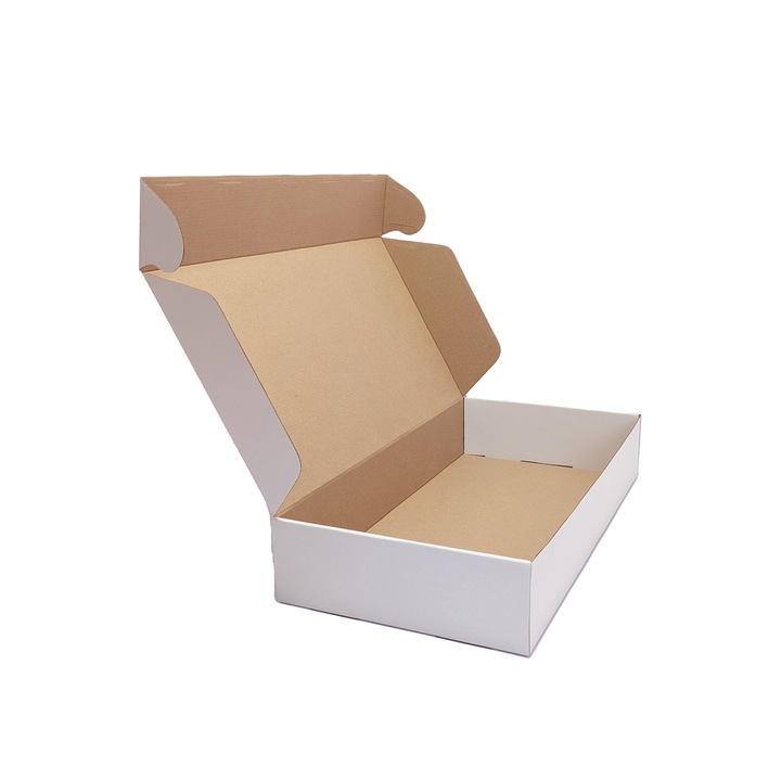 Set 10 bucati cutii transport din carton microondul albit, 470x255x85 mm