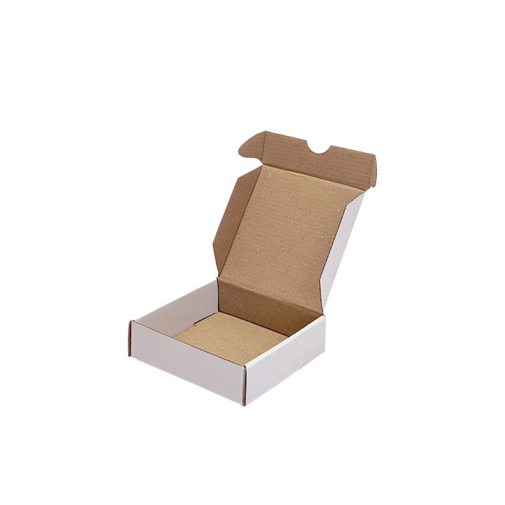 Set 10 bucati cutii transport din carton microondul albit, 100x100x30 mm