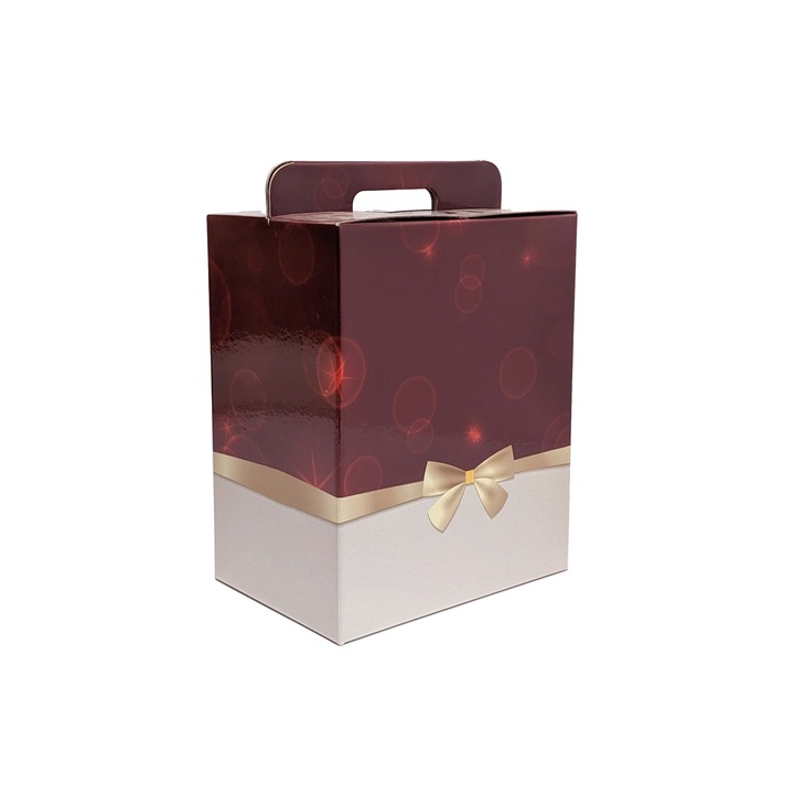 Set 5 bucati cutii cadou din carton microondul albit, tiparit cu model, 275x190x340 mm