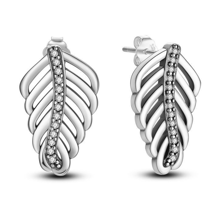 Cercei argint 925 Delis, JW505, model frunza, placati cu rodiu