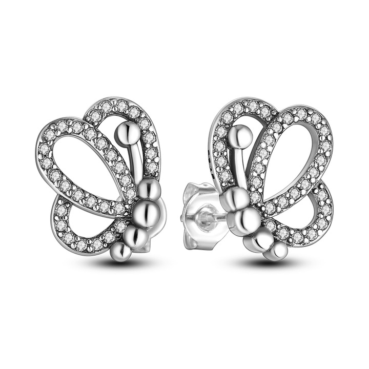 Delis 925 ezüst fülbevaló, JW508, pillangó modell, ródium bevonat