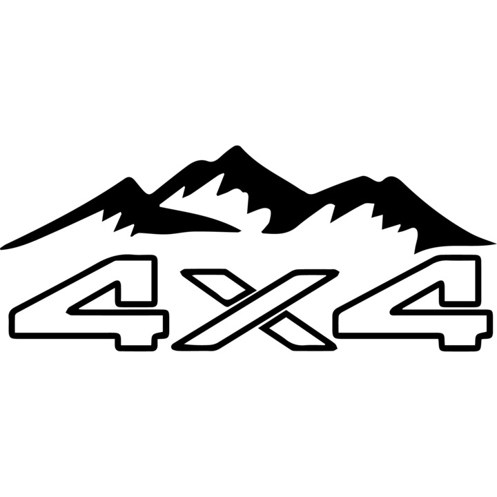 Sticker Off Road, 4x4 Mountains, Negru, 40 cm x 16