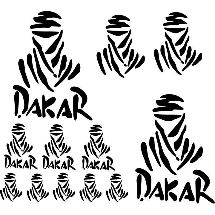 Set 11 Stickere Off Road, Dakar, Negru