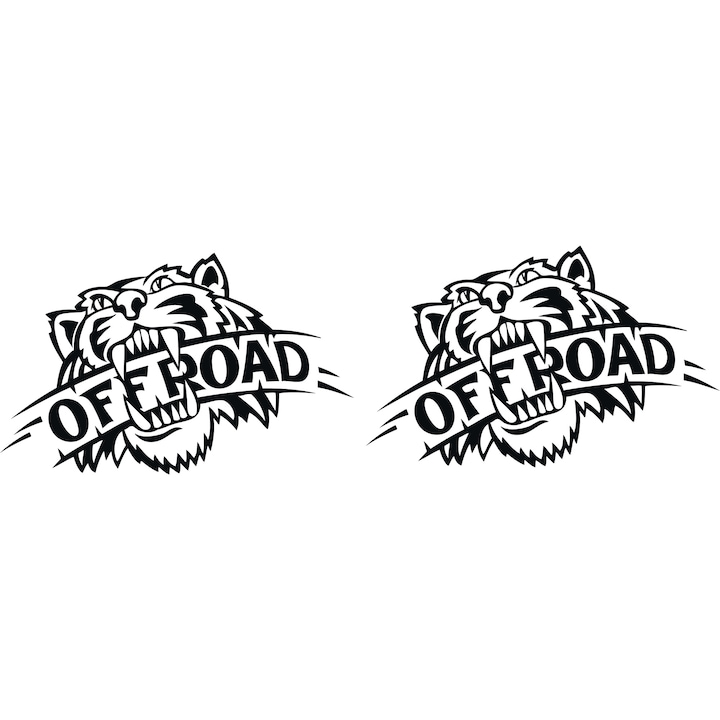 Set Stickere Off Road, Tigru 4x4, Negru, 35 cm x 22 cm