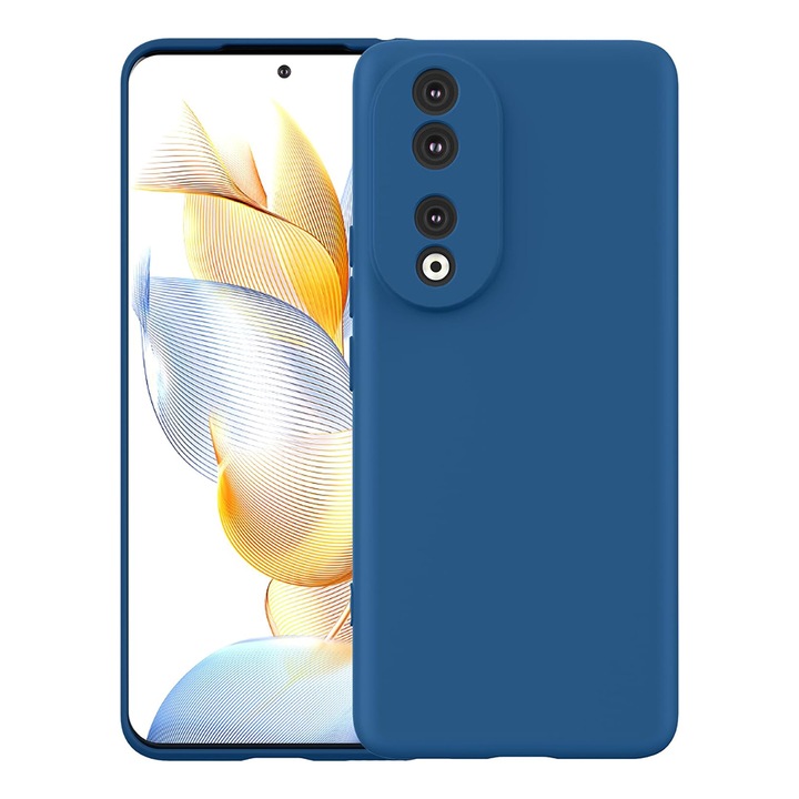 Husa Jelly Silicone Compatibil cu Honor 90, Interior de microfibra, Flexibila, Albastru Inchis