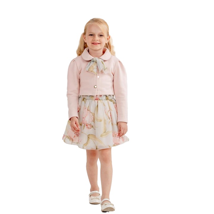 Rochie cu fundita, Roz pudrat, 98 CM