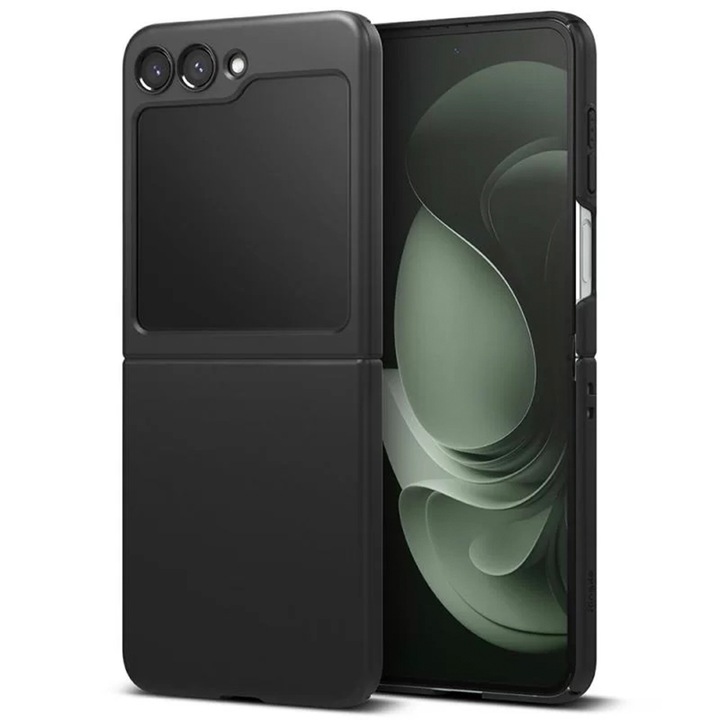 Калъф, съвместим със Samsung Galaxy Z Flip5, FONIX Thin Fit Cover, твърд калъф, повърхност против прах, тънък, повдигнати ръбове, черен