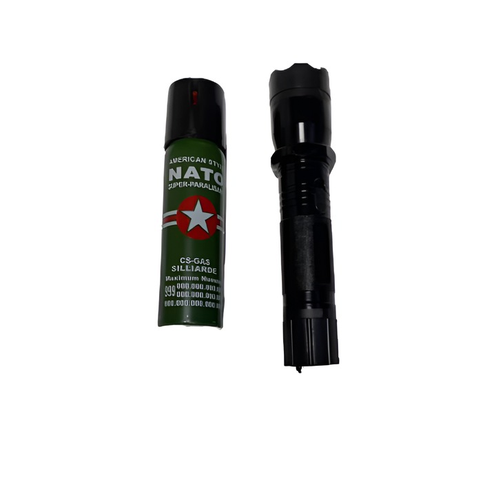 Set format din Spray Nato, 60 ml si lanterna cu Electrosoc, E-manor®