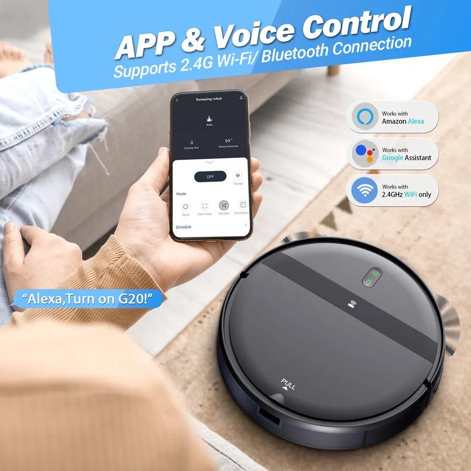 Robot aspirator, Smart, GT20, Bluetooth/2.4GHz Wi-Fi, Alexa/, Telecomanda, Gri