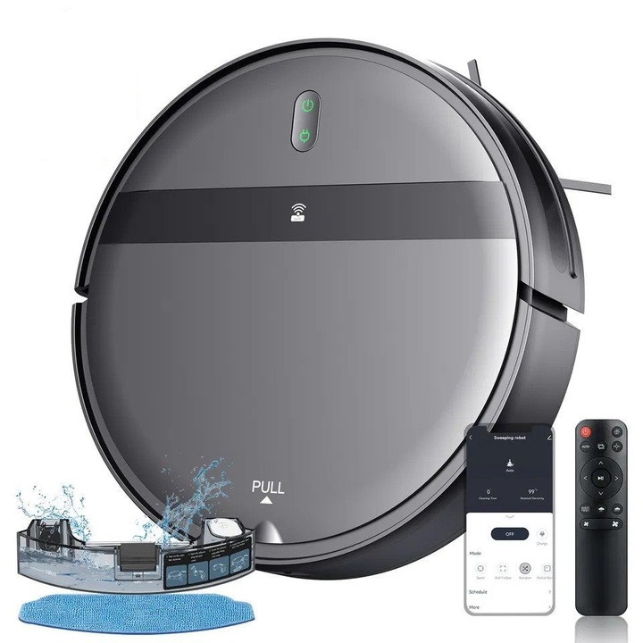 Robot aspirator, Smart, GT20, Bluetooth/2.4GHz Wi-Fi, Alexa/, Telecomanda, Gri