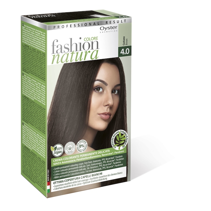 Vopsea de par permanenta 100% Vegana, Oyster Cosmetics 4.0 Maro, Maxi Size 50ml + 50ml