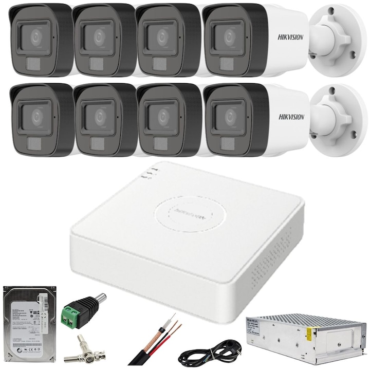 Kit Supraveghere 6 Camere 5MP (2K+) IR 30m Microfon exterior, 1920P, extensibil la 8, Complet + HDD1TB, acces mobil, noapte/zi, OOGIS™ K5MX6ECR-10