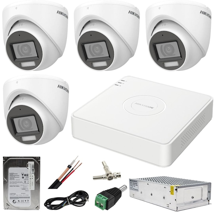 Sistem supraveghere Hilook, kit 4 camere 2MP, IR 20m, DVR 4 canale, IP66