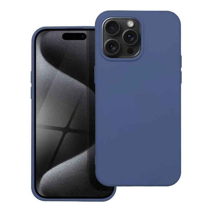 Силиконов калъф за Apple iPhone 15 Pro Max, Silicone TPU, Ultra Protection Technology, Interior Microfiber, Matte Texture, Slim Fit, Soft Feeling, Blue