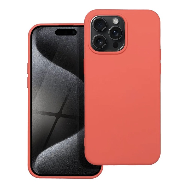 Силиконов калъф за Apple iPhone 15 Pro Max, Silicone TPU, Ultra Protection Technology, Interior Microfiber, Matte Texture, Slim Fit, Soft Feeling, Peach